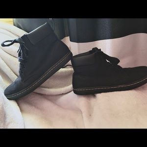 black dr. martens canvas ankle boots